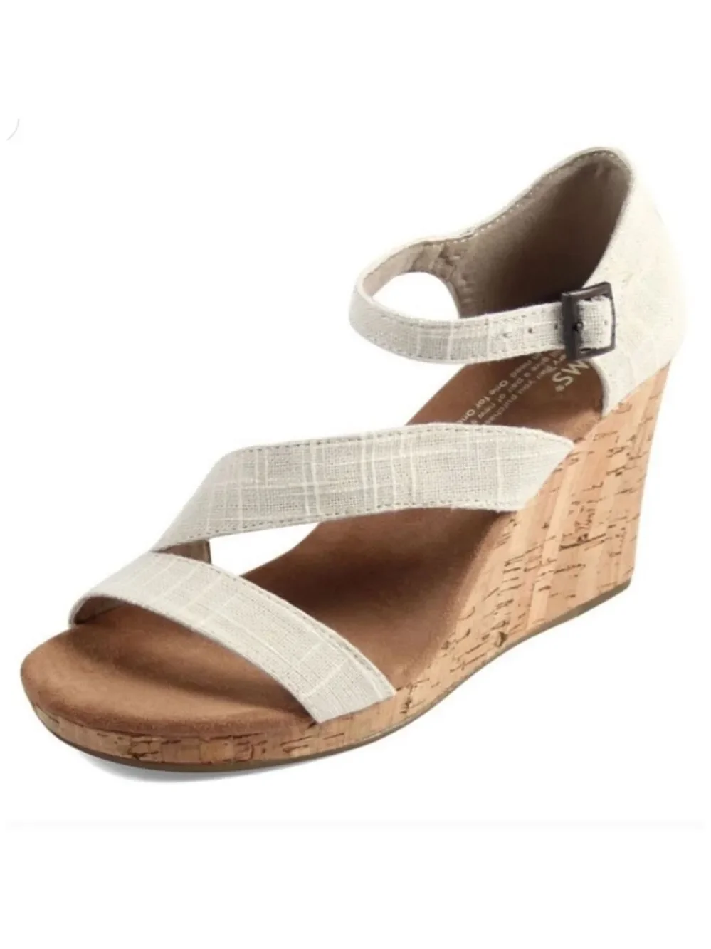 Toms Clarissa Cork Wedge Sandal Size 7W
